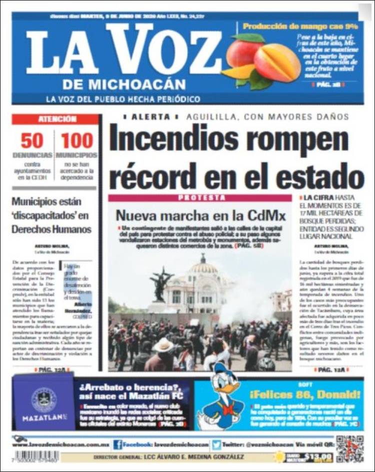 Portada de La Voz de Michoacán (Mexico)