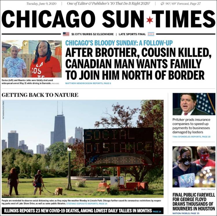 Portada de Chicago Sun-Times (USA)