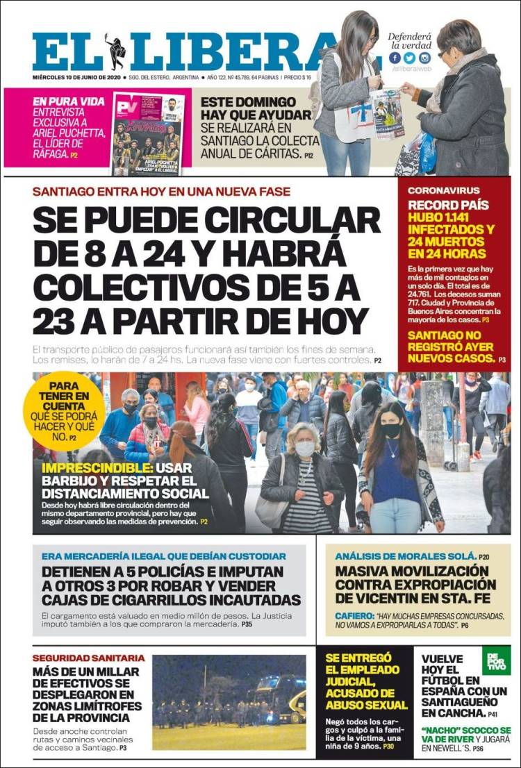 Portada de Diario El Liberal (Argentina)