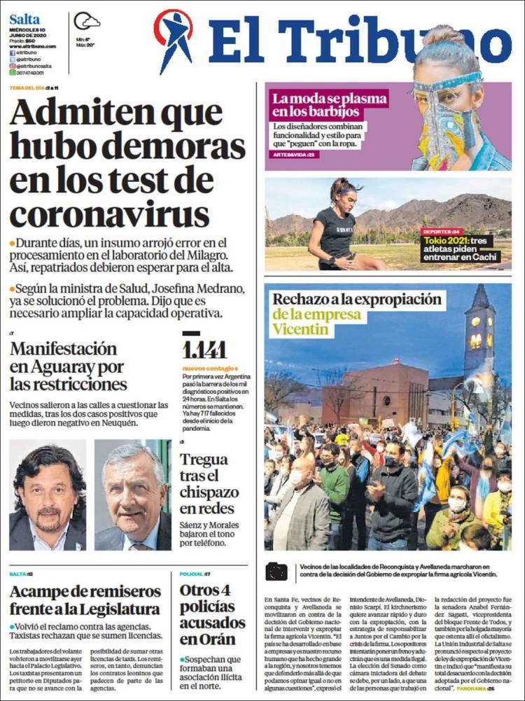 Portada de El Tribuno - Salta (Argentina)