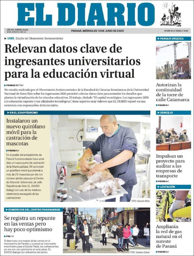 Portada de El Diario de Paraná (Argentina)