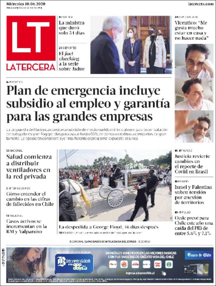 Portada de La Tercera (Chile)