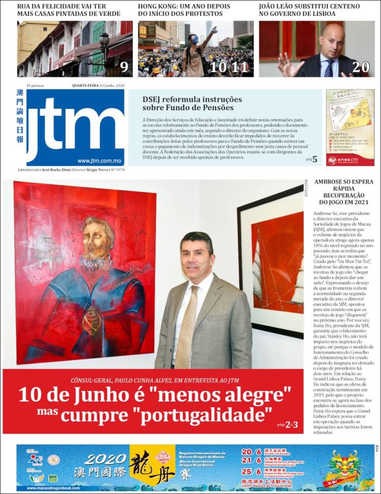 Portada de Jornal Tribuna de Macau (China)