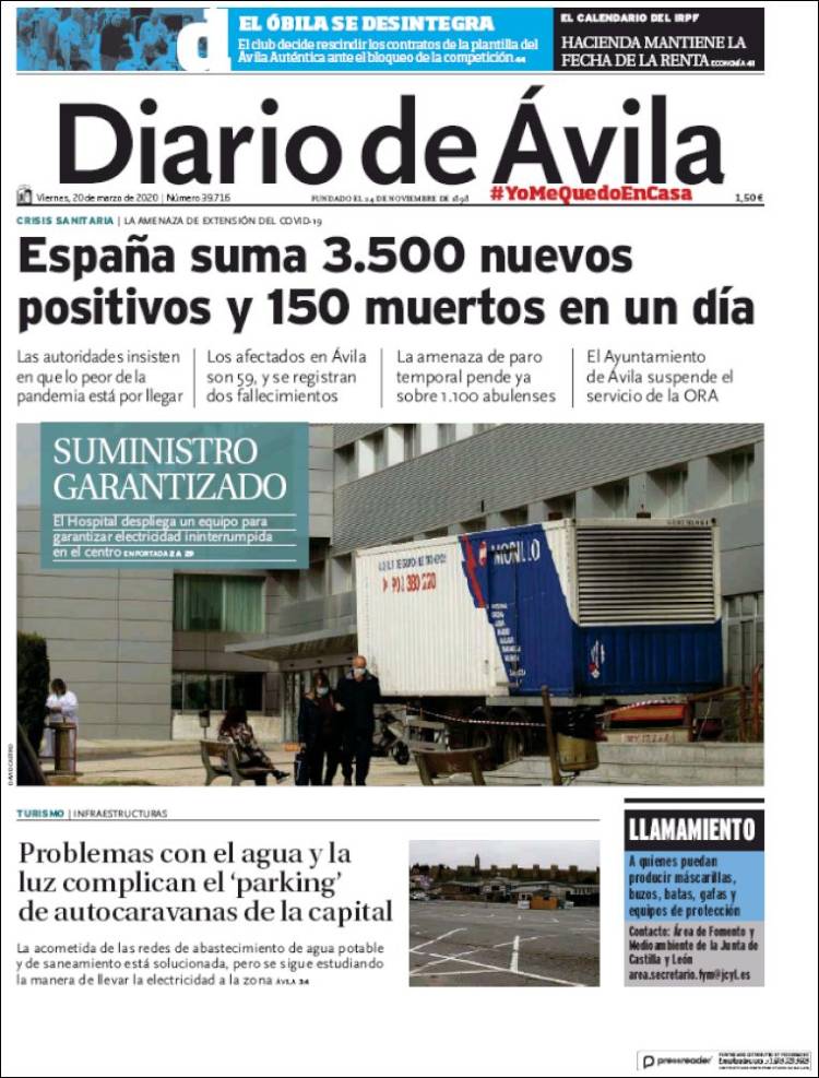 Portada de Diario de Ávila (Spain)