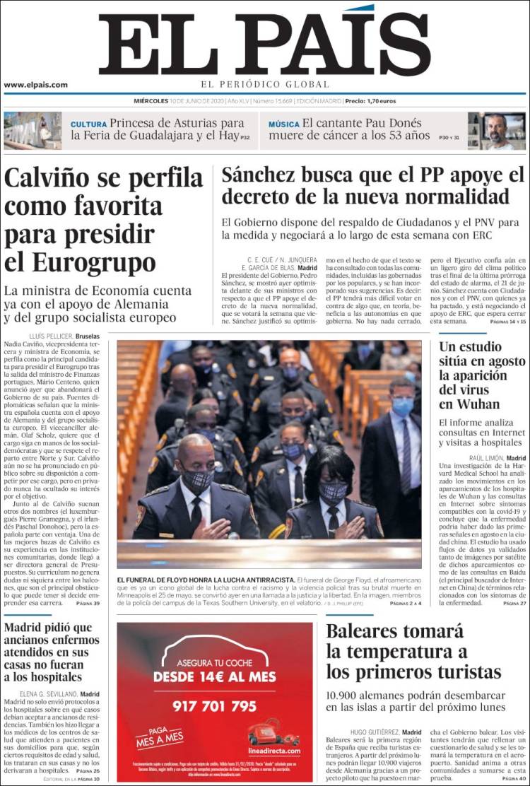 Portada de El País (Spain)