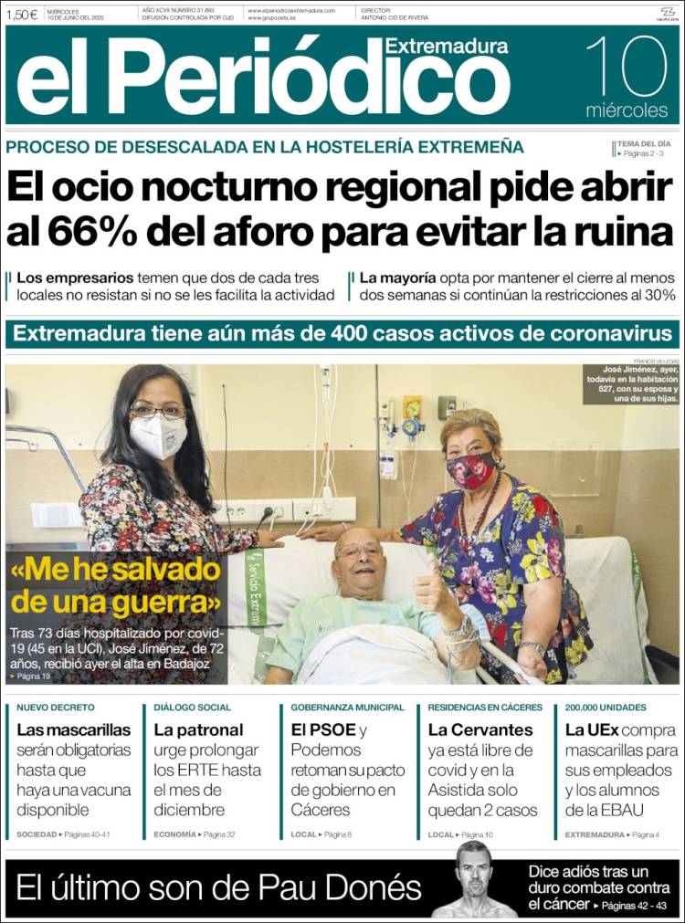 Portada de El Periódico de Extremadura (España)