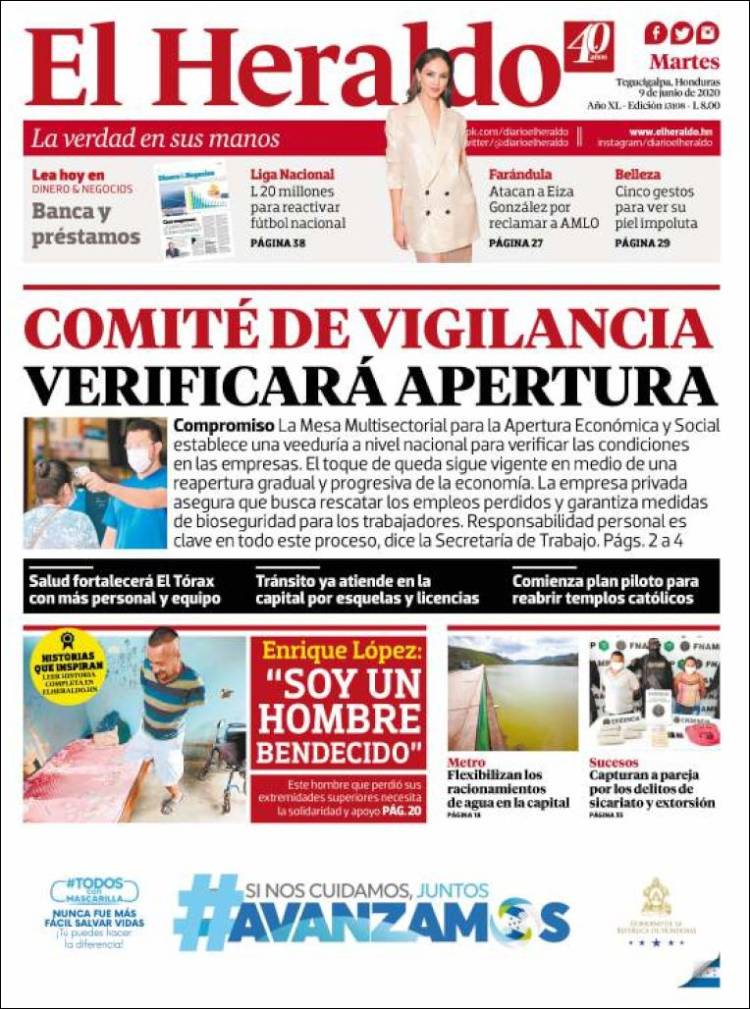 Portada de El Heraldo (Honduras)