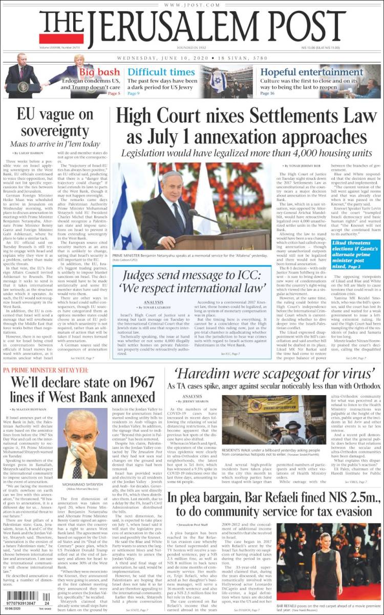 Portada de The Jerusalem Post (Israel)