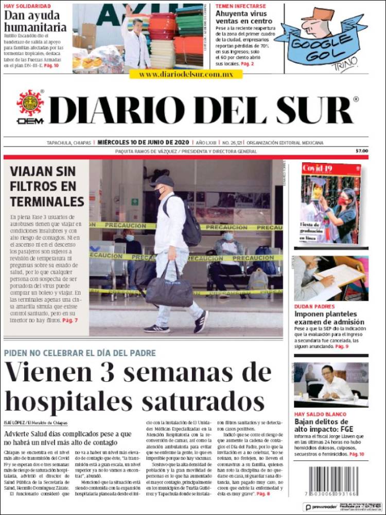 Portada de El Diario del Sur (M&eacute;xico)