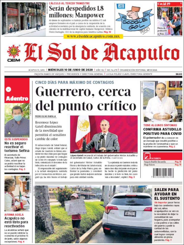 Portada de El Sol de Acapulco (México)