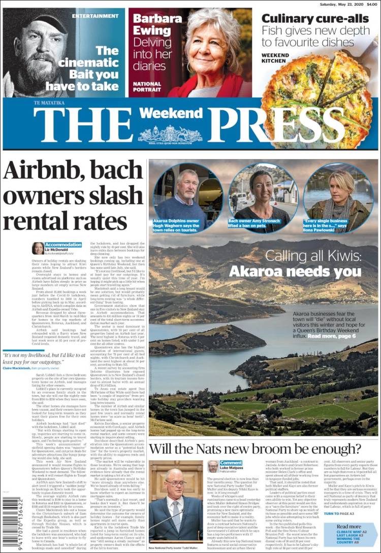 Portada de The Press (Nueva Zelanda)