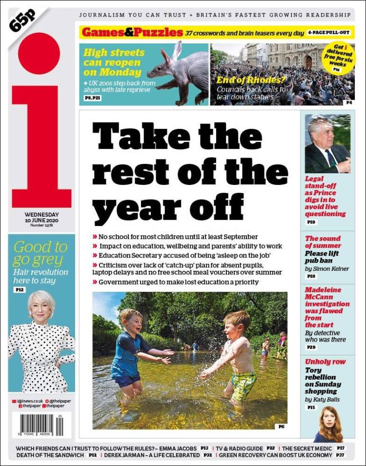 Portada de The i (Reino Unido)