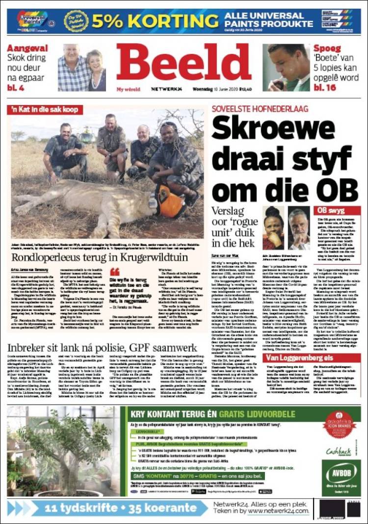 Portada de Beeld (Sud&aacute;frica)