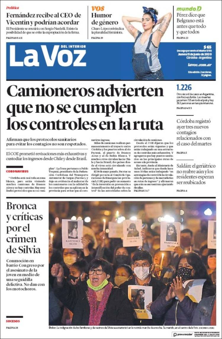 Portada de La Voz del Interior (Argentina)