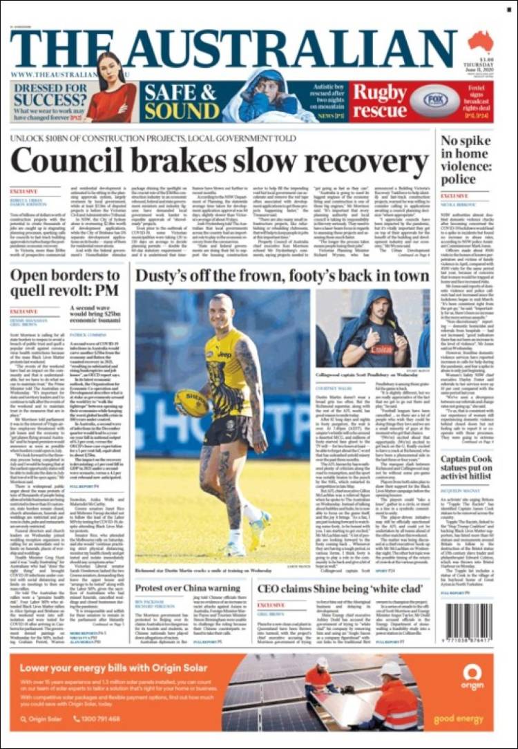 Portada de The Australian (Australia)