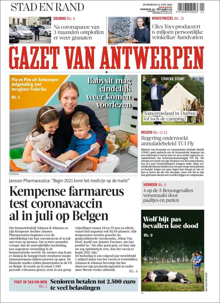 Portada de Gazet van Antwerpen (B&eacute;lgica)