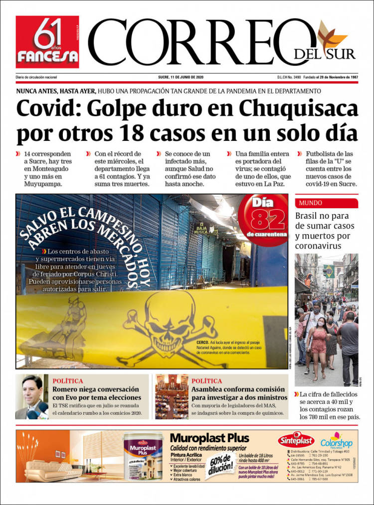 Portada de Correo Sur (Bolivia)