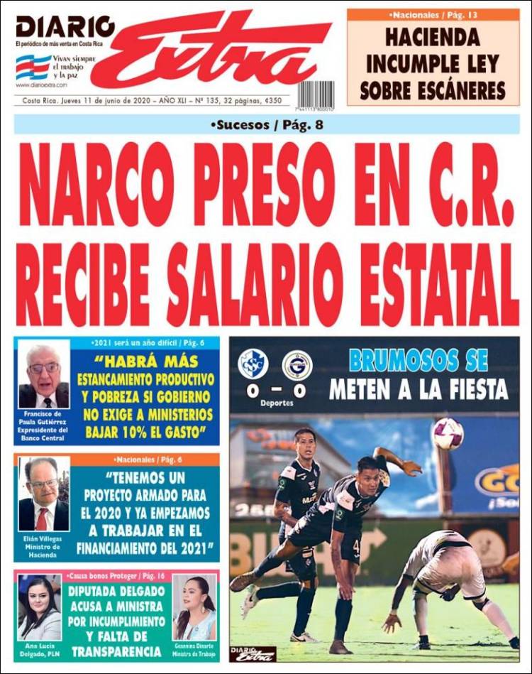 Portada de Diario Extra (Costa Rica)