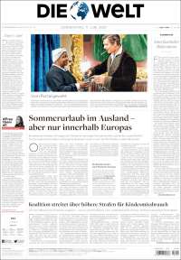 Portada de Die Welt (Alemania)