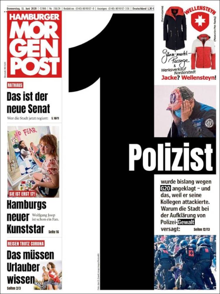 Portada de Hamburger Morgenpost  (Alemania)