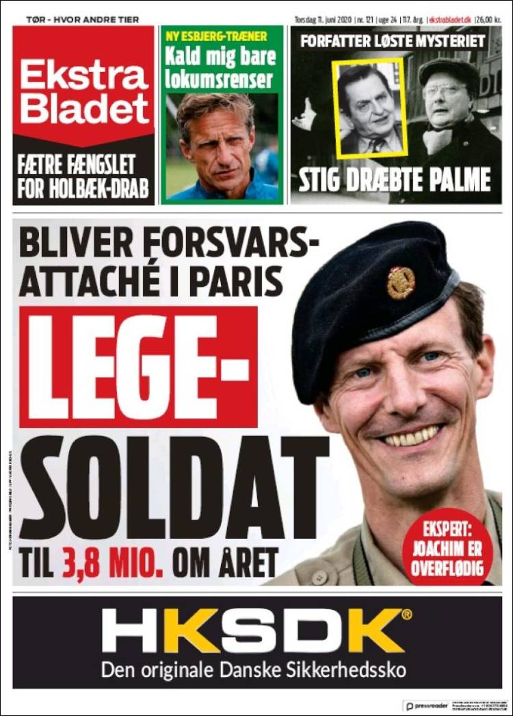 Portada de Ekstra Bladet (Dinamarca)
