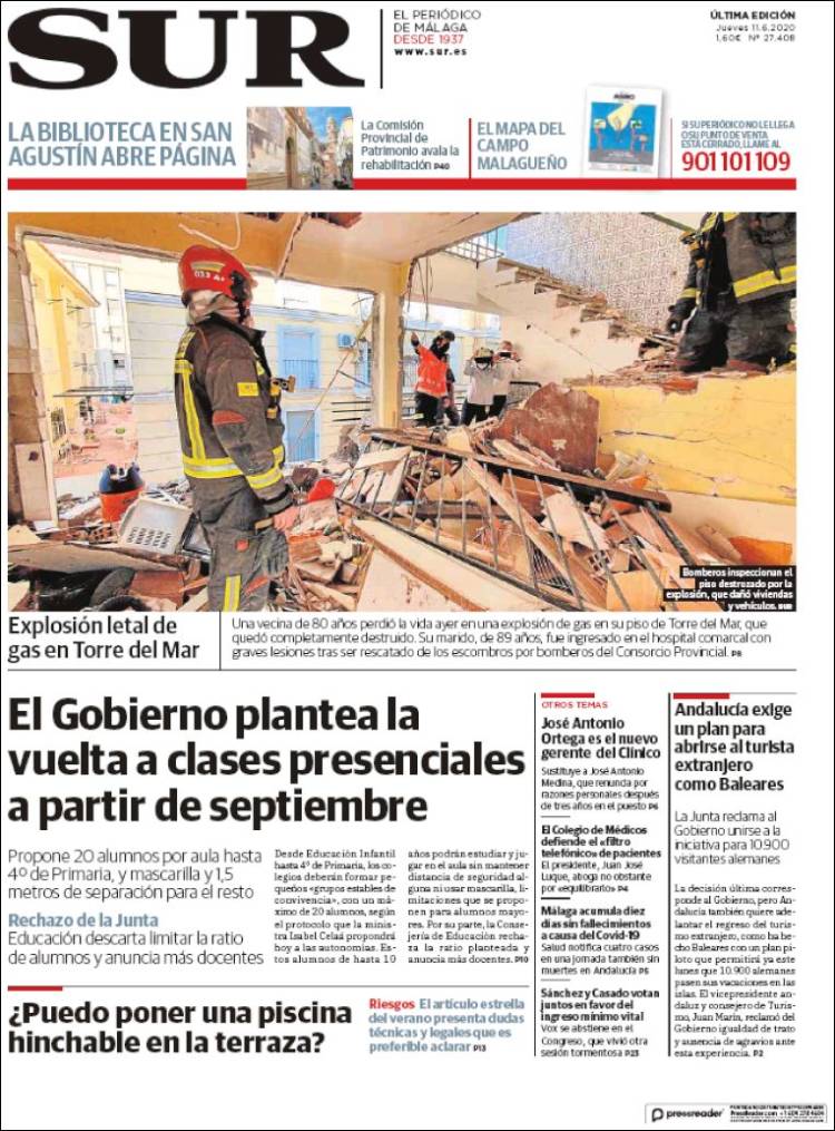 Portada de Diario el Sur (España)