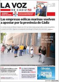 Portada de La Voz de Cádiz (España)