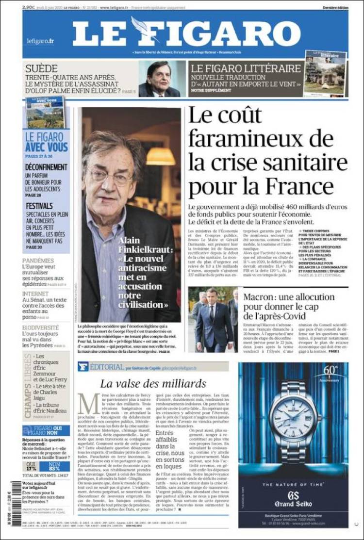 Portada de Le Figaro (Francia)