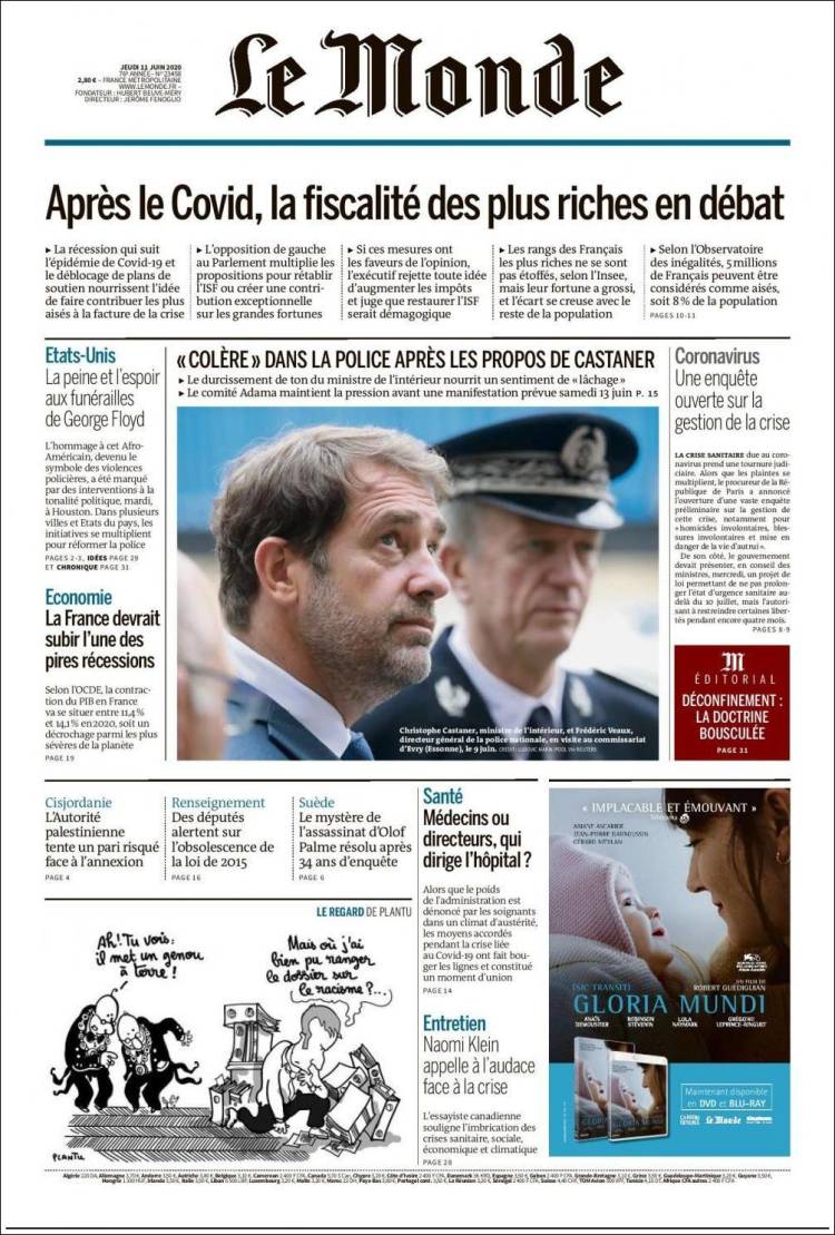 Portada de Le Monde (Francia)