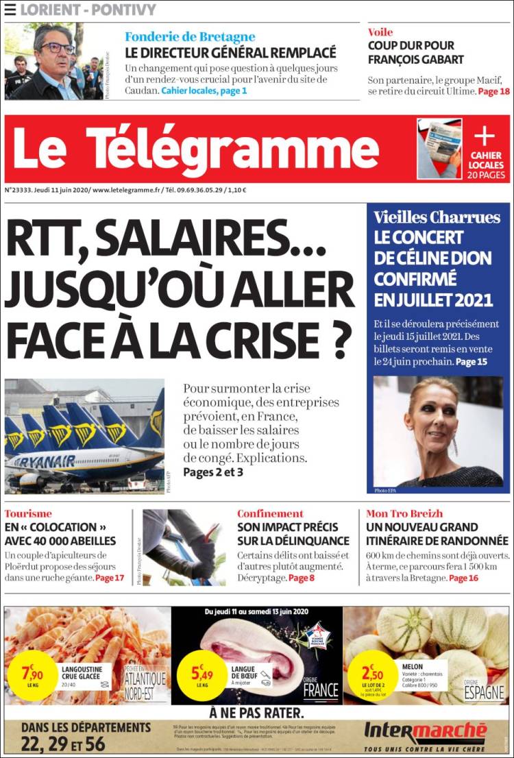 Portada de Télégramme (Francia)