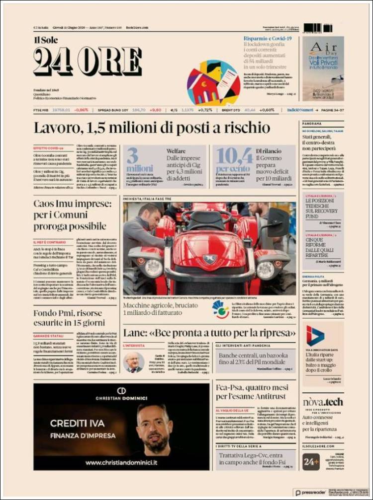 Portada de Il Sole 24 ORE (Italia)