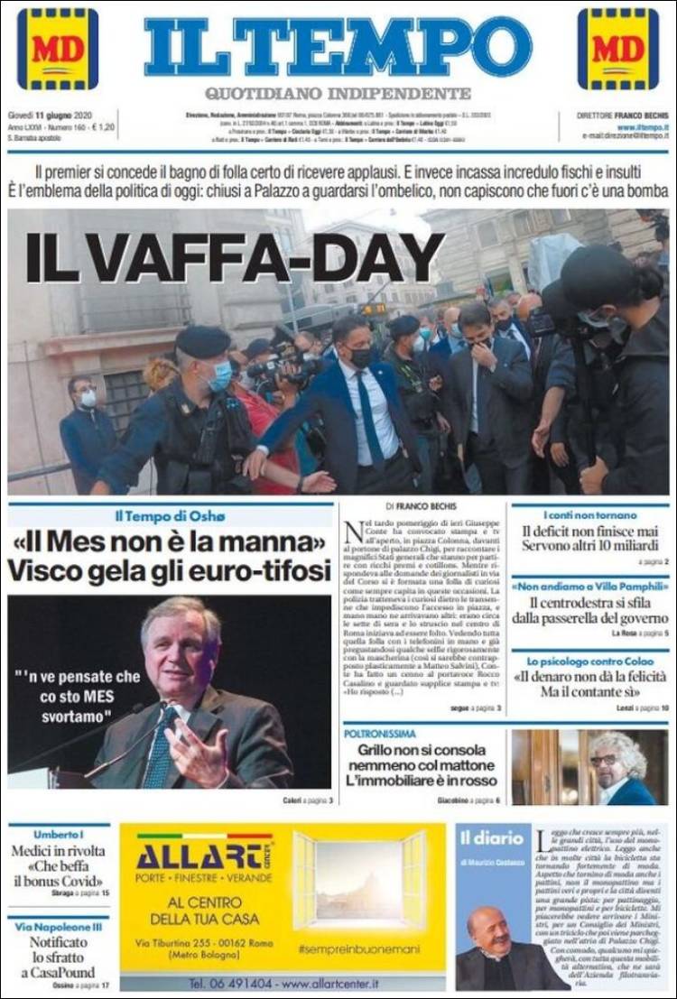 Portada de Il Tempo (Italia)