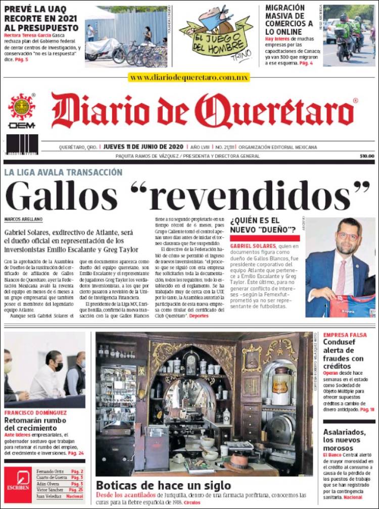 Portada de Diario de Querétaro (México)