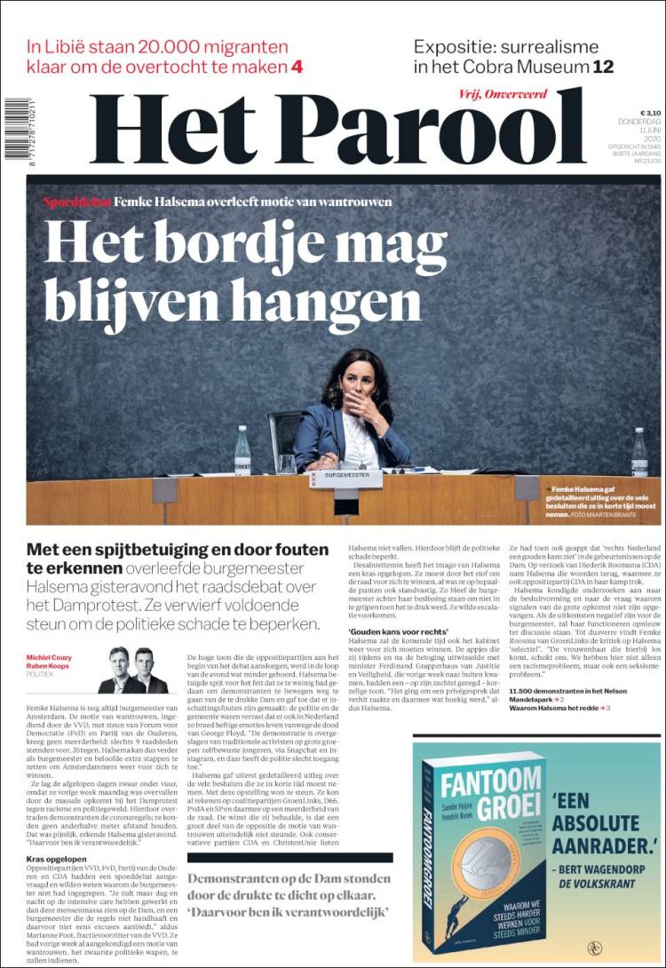 Portada de Het Parool (Pa&iacute;ses Bajos)