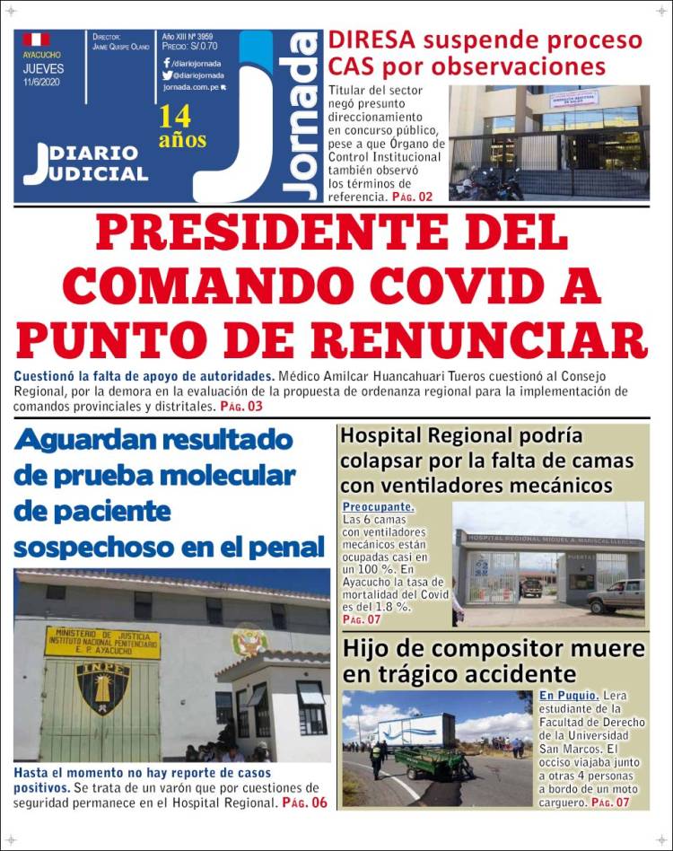 Portada de Diario Jornada (Perú)