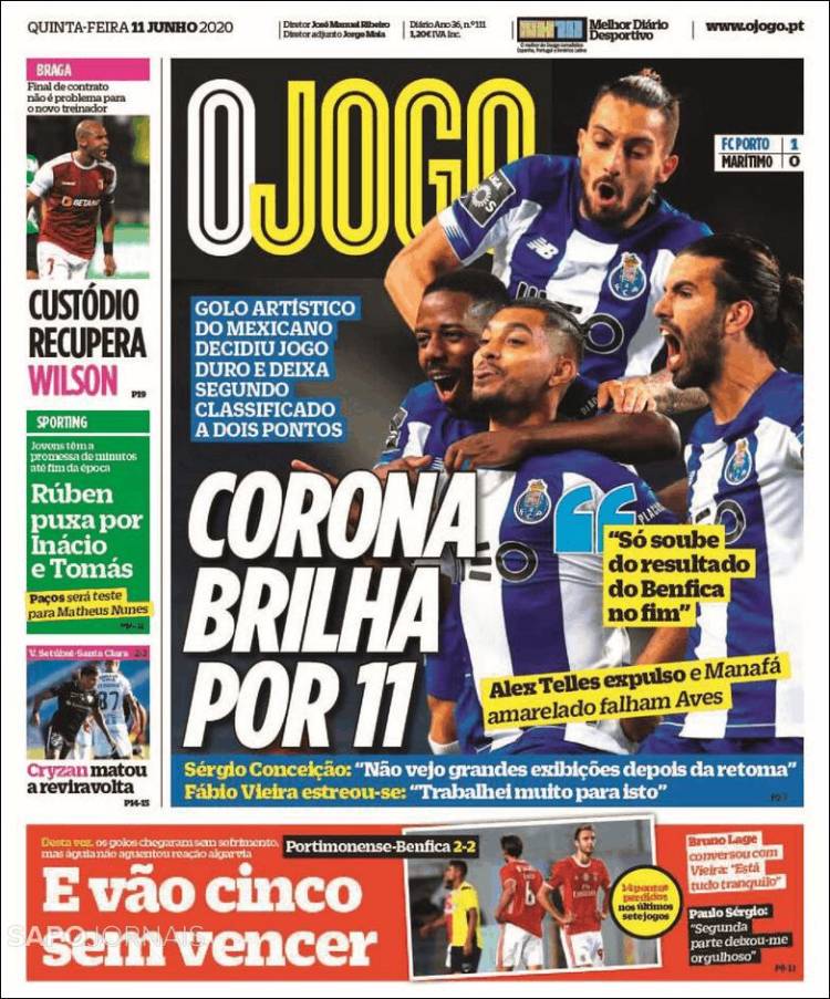 Portada de O Jogo (Portugal)