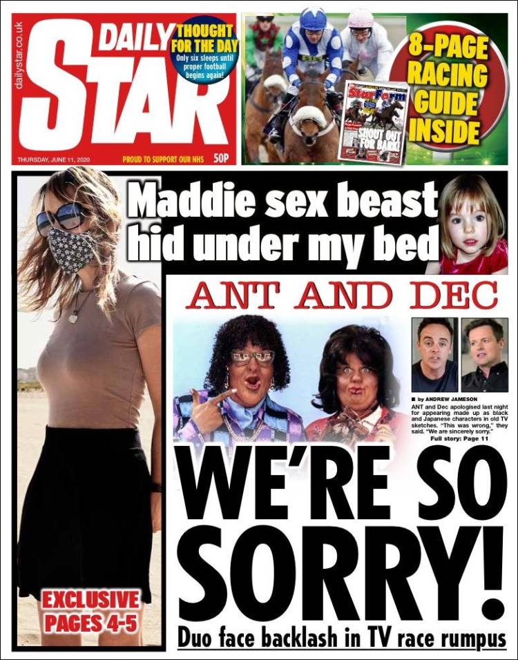 Portada de Daily Star (Reino Unido)