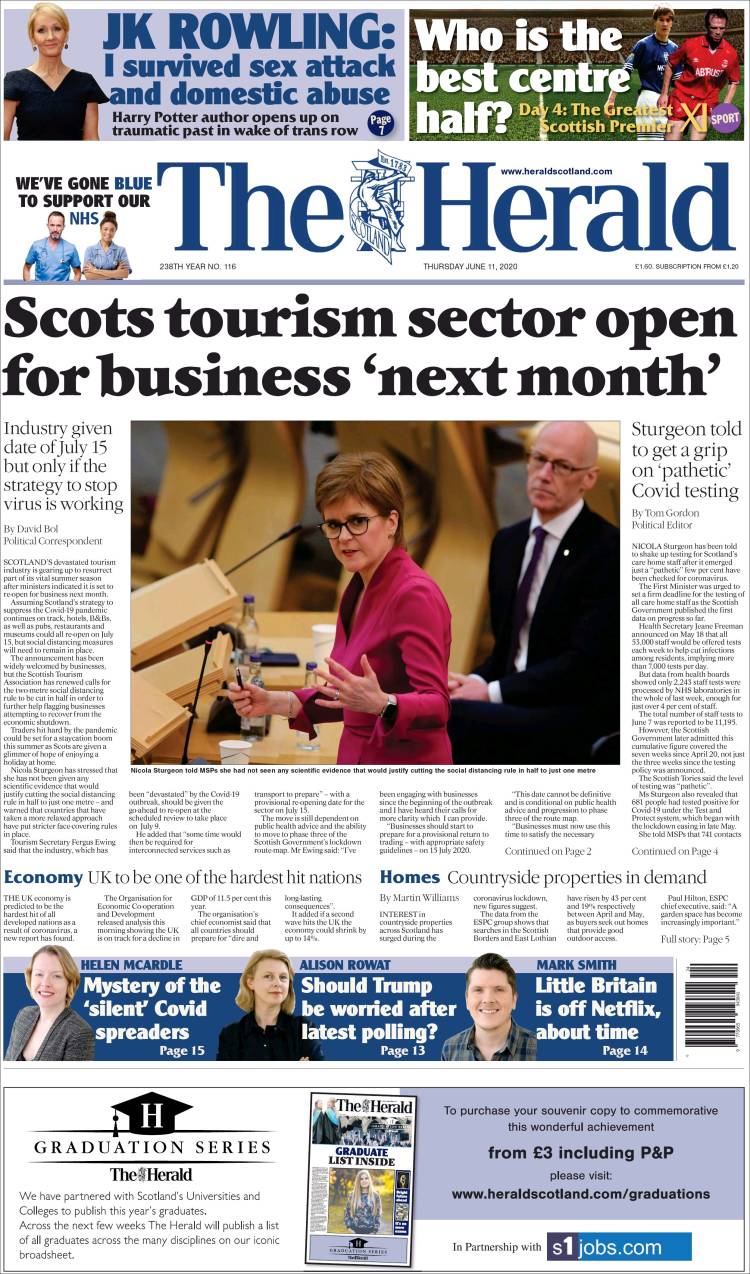 Portada de The Herald (Reino Unido)