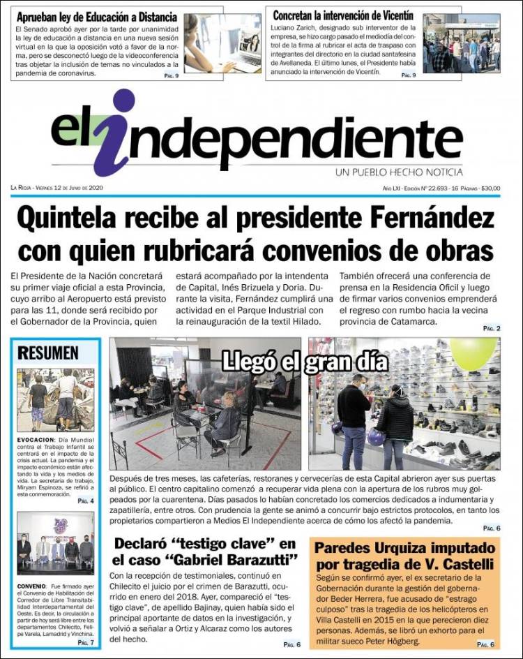Portada de El Independiente (Argentina)