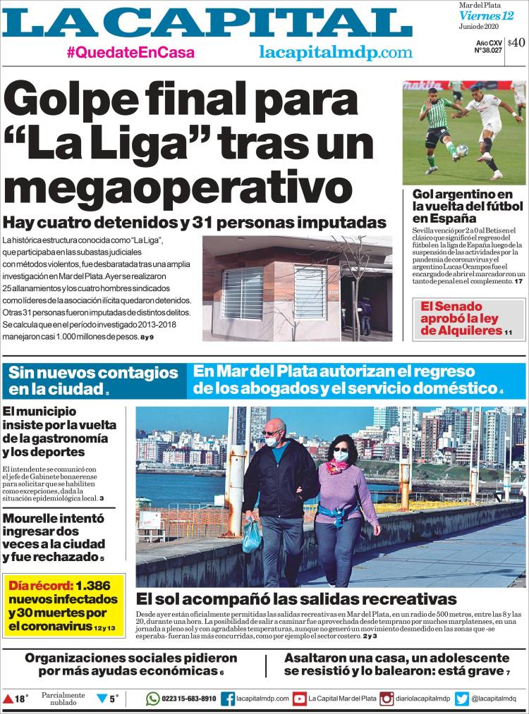 Portada de Diario La Capital - Mar del Plata (Argentina)