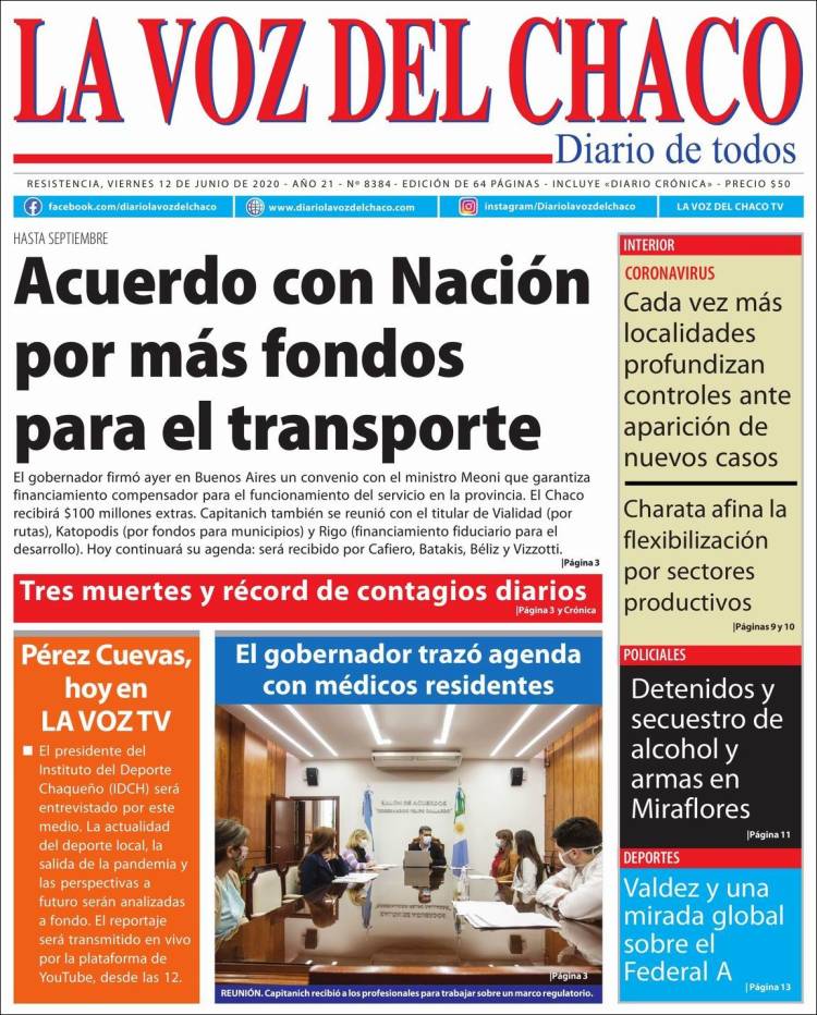 Portada de La Voz del Chaco (Argentina)