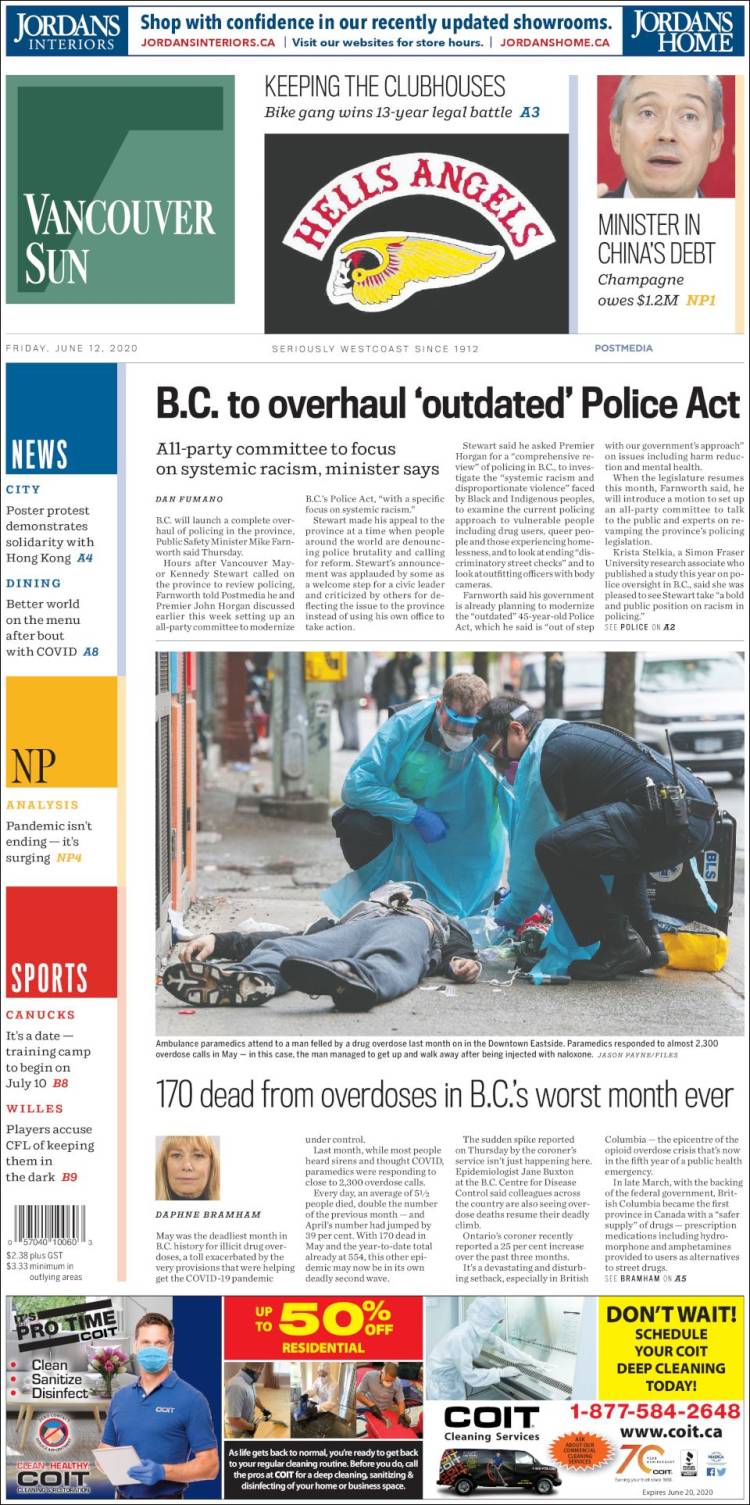 Portada de The Vancouver Sun (Canadá)