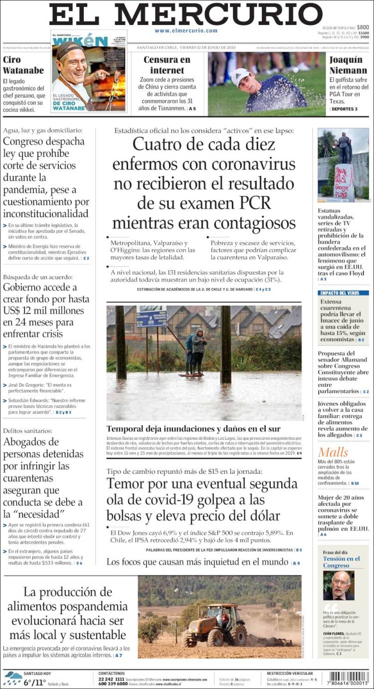 Portada de El Mercurio (Chile)