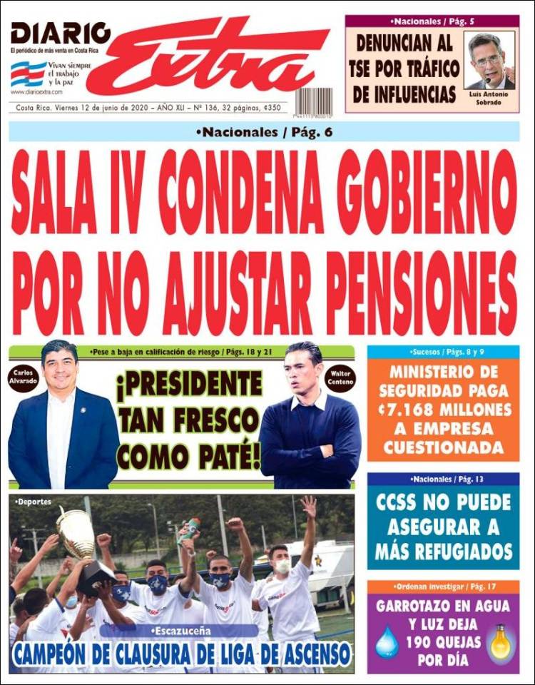 Portada de Diario Extra (Costa Rica)