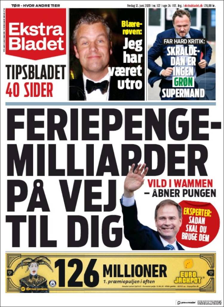 Newspaper Ekstra Bladet (Denmark). Newspapers In Denmark. Friday's ...