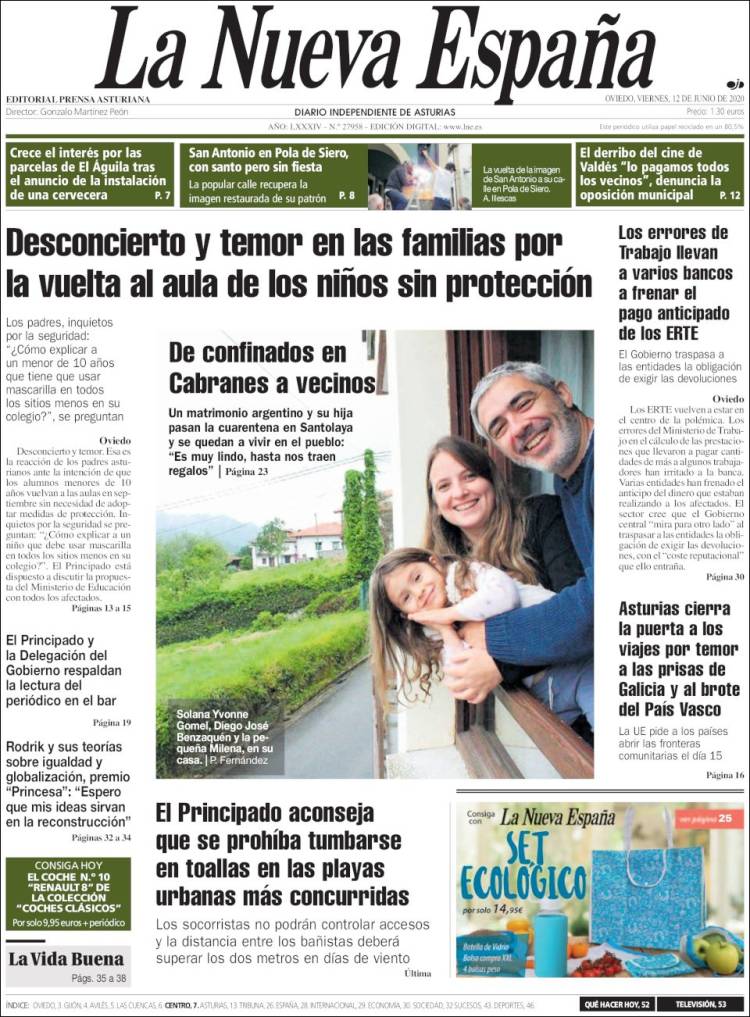 Portada de La Nueva España (Espa&ntilde;a)