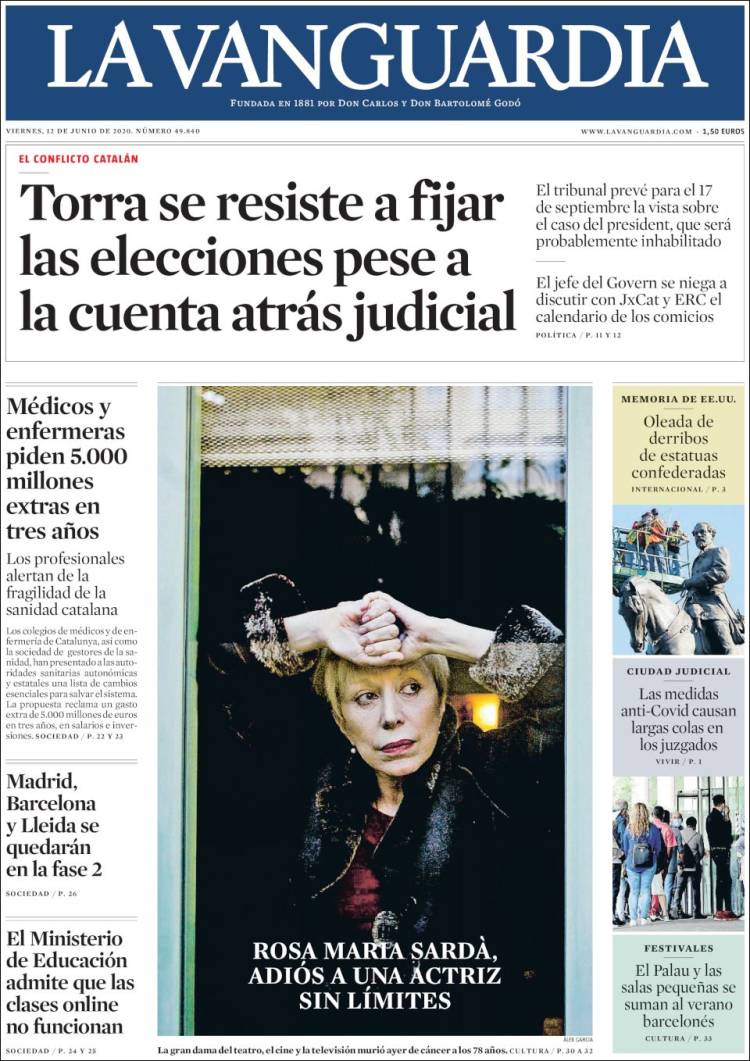 Portada de La Vanguardia (Espa&ntilde;a)