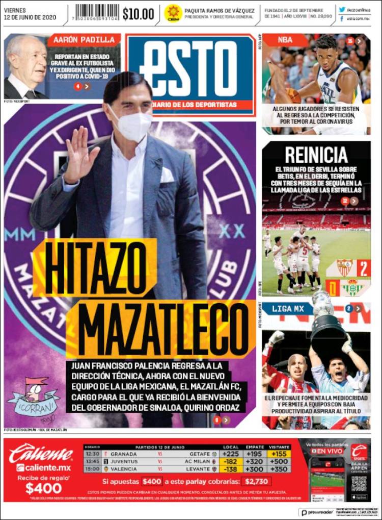 Newspaper Esto (Mexico). Newspapers in Mexico. Friday's edition, June ...