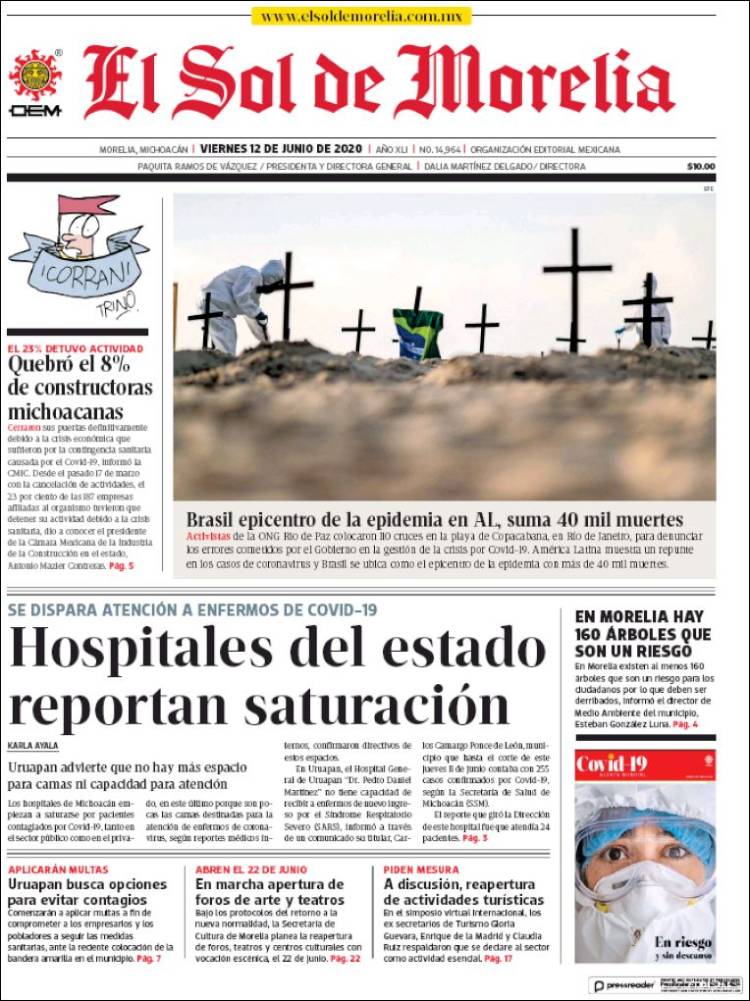 Portada de El Sol de Morelia (M&eacute;xico)