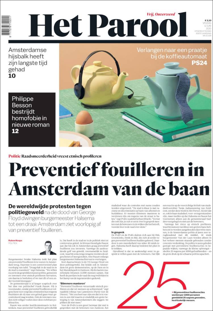 Portada de Het Parool (Pa&iacute;ses Bajos)